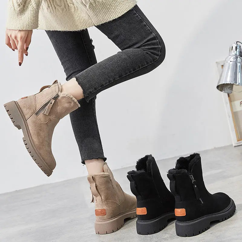 Modischer Damen-Winterstiefel aus Leder und Wolle – Lara™