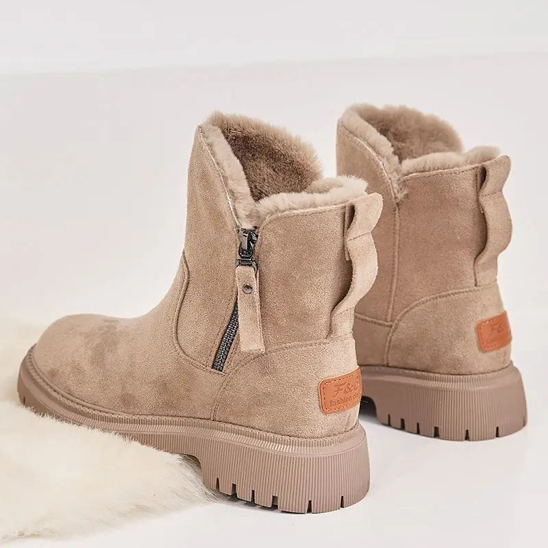 Modischer Damen-Winterstiefel aus Leder und Wolle – Lara™