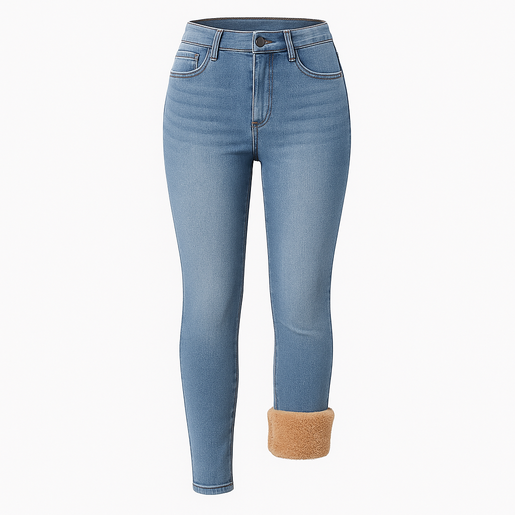 Calça Jeans Peluciada Para o Inverno - Jeans Hot