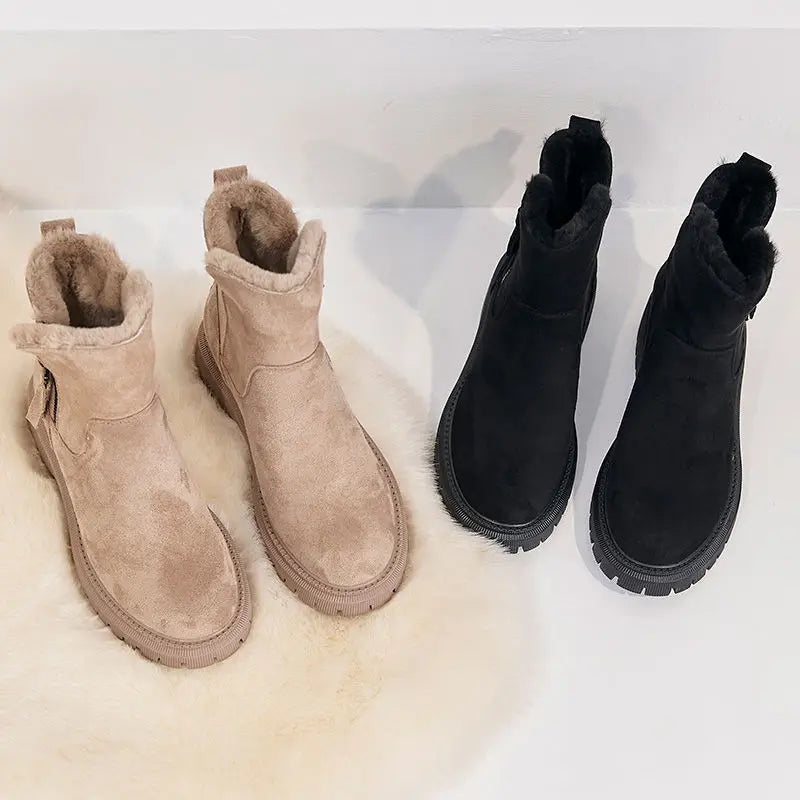 Modischer Damen-Winterstiefel aus Leder und Wolle – Lara™
